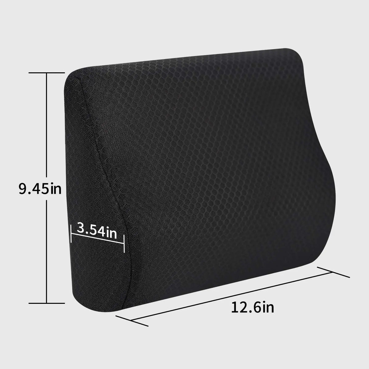 Memory Foam Lumbar Support Pillow for Car - Lower Back Support Cushion for Driving,   (Black)