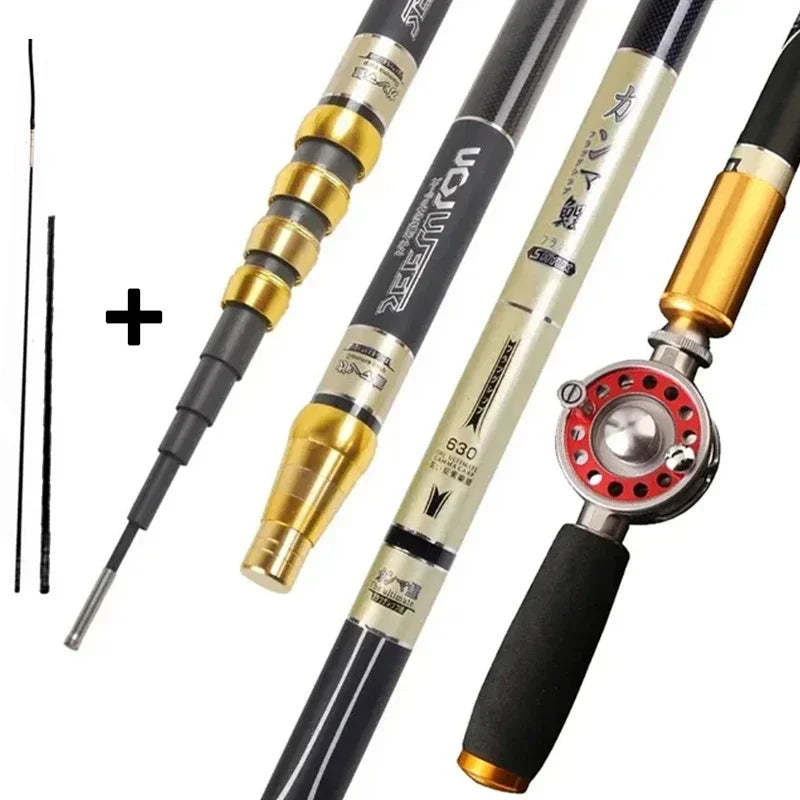 4.5M/5.4M/6.3M/7.2M/8.0M Adjust Position Super Light long Hard Carbon Fiber Hand Fishing Rod Telescopic Fishing Pole Stream