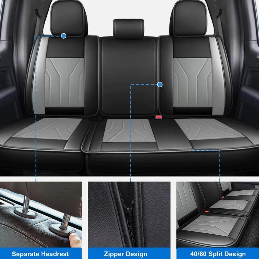 Full Set Car Seat Covers For Ford F150 2009~2014 Front & Rear Seat Covers PU Leather Cushion Set Four Season Universal Car SUV
