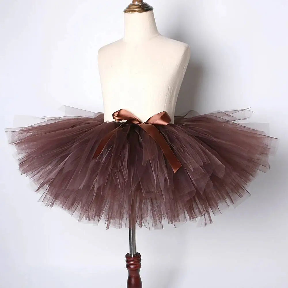 Brown Bear Tutu Skirt Outfit for Baby Girls Christmas Halloween Costumes Children Animal Skirts Girl Birthday Dance Tutus 0-14Y