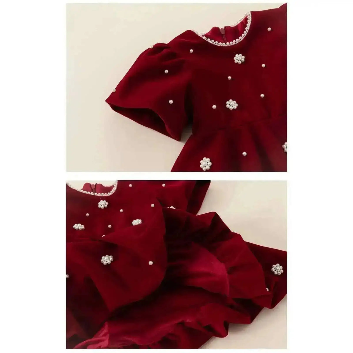 Autumn Winter Children Dress 1-10Y Girls Pearl Thick Warm Fleece Red Party Christmas Princess Dresses Toddler Wear Kids Clothing