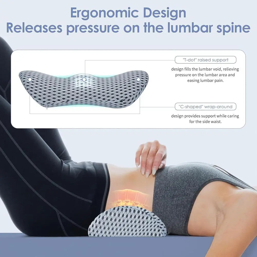 Ergonomic Lumbar Support Cushion for Car Seats, Office Chairs, Recliners, and Beds - Gray
