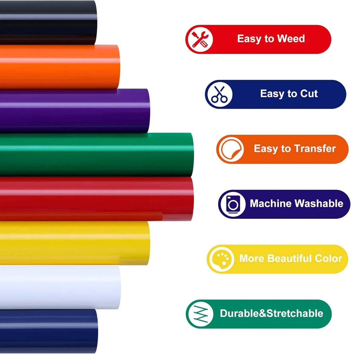HTVRONT 20Rolls 12 in X 3 FT HTV Heat Transfer Vinyl Hot Press Iron-on Tshirt Textiles Film Roll HTV Printing Clothing Christmas Halloween Decor for Cameo DIY