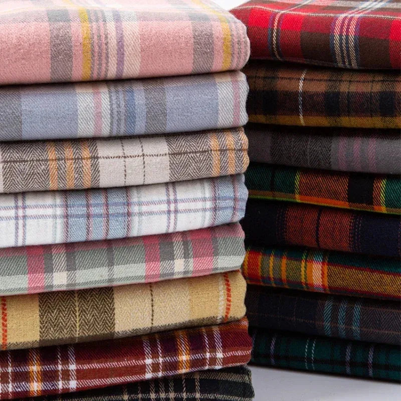 Brushed Plaid Cotton Fabric Soft To The Touch Sold By The Yard Ideal For Clothing Doll Dresses And DIY Sewing Projects.