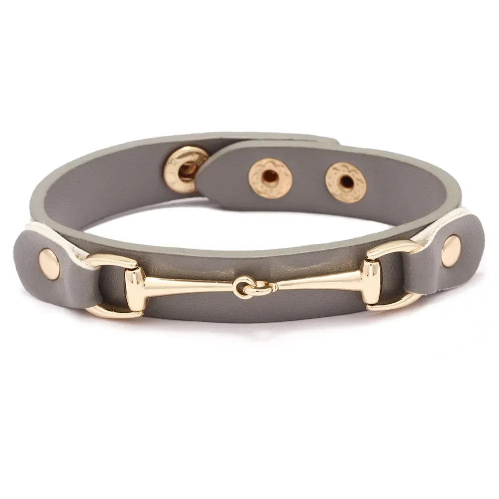 Kirykle High Quality PU leather Bracelet for women Candy Color Double Layer Punk Style Charms Leather Bangle Christmas Gift