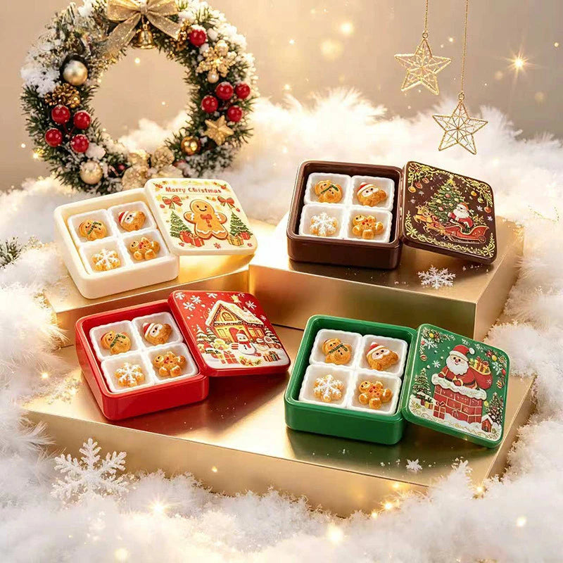 Cute Christmas Gingerbread Biscuit Gift Box Series 3D Resin Cabochon DIY for Keychain Earrings Dollhouse Accessories