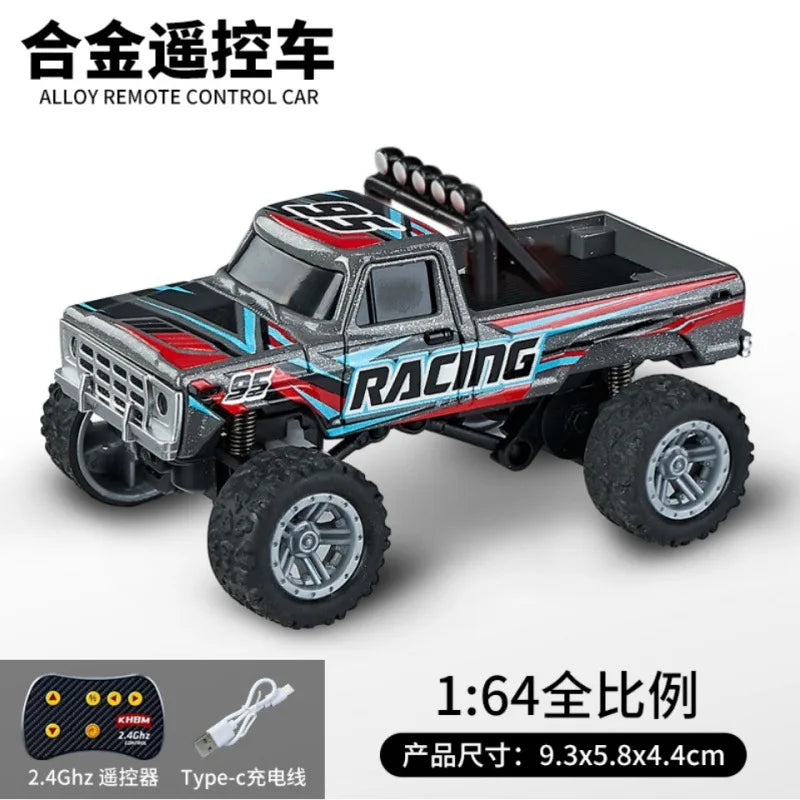 Mini 1:64 RC Car Monster Truck 2.4G Alloy Remote Control Off-Road Drift Racing with Led Light Adult Boys Toys Christmas Gifts