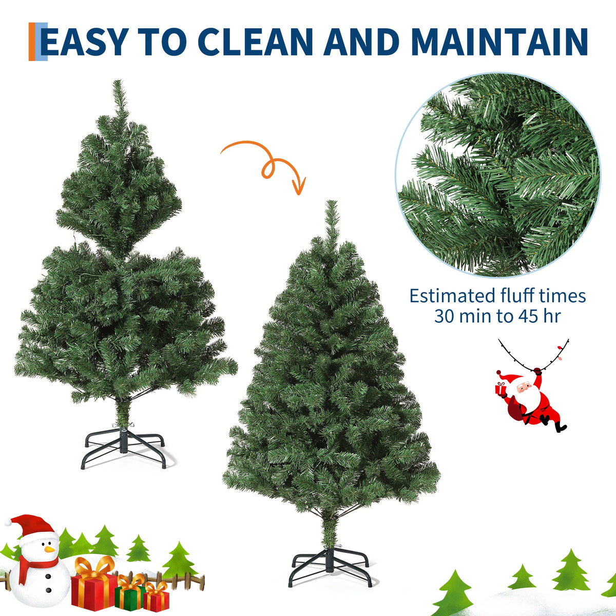 GAOMON Prelit Artificial Christmas Tree 6 Feet - Fraser Fir with 300 Multicolor Led Lights - Wide Hinged Design, Fire Resistant, Ul Certified - Ideal for Home and Office
