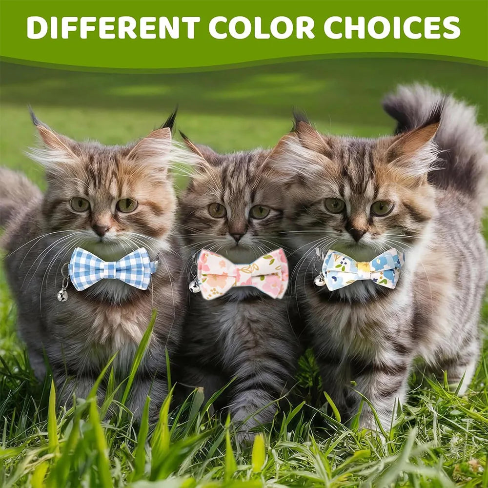 6 PCS With And Bell,Cat Collar Plaid,Breakaway Adjustable Cat Bow Tie Collars For Kittens Or Certain Puppies