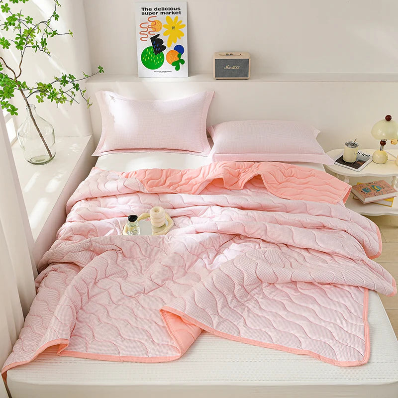 New Soft Skin-friendly Cooling Summer Quilt Refreshing Quilted Cool Blanket Lightweight Breathable Duvet Single Double Comforter