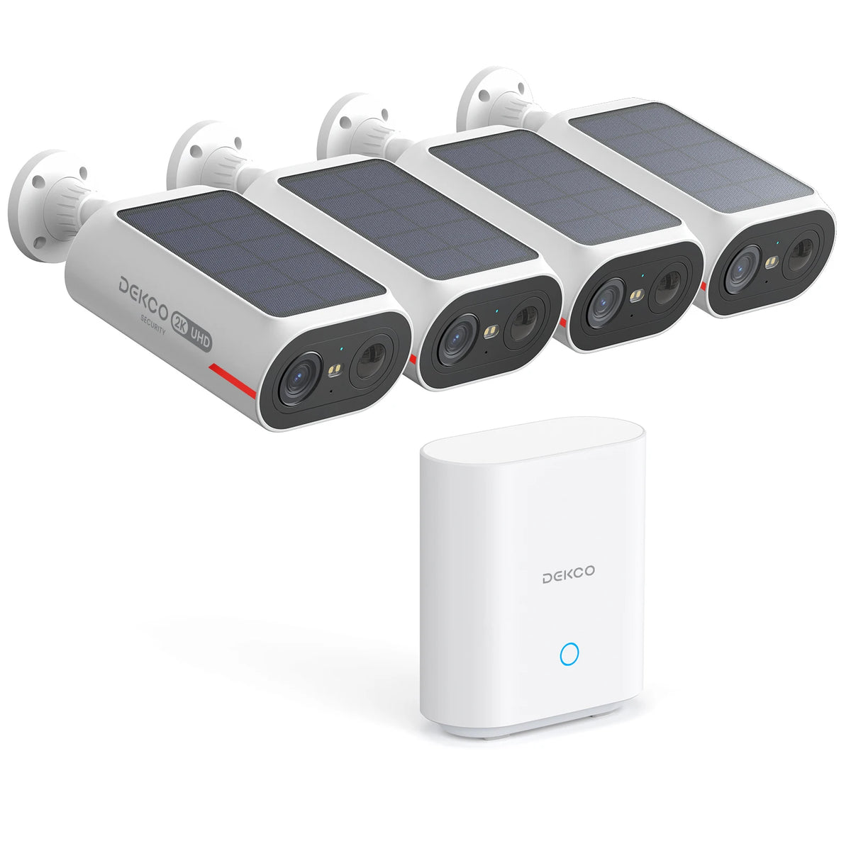 Dekco 3MP Solar Camera System 4 Cam Kit Wireless Camera System Outdoor 5000mAh Battery Wifi Camera AI Detection CCTV Camera Set