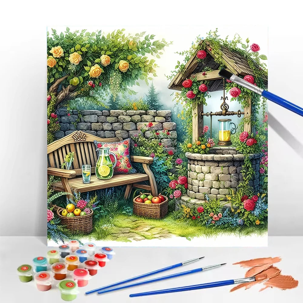 Garden Scenery Diy Art Paint By Numbers For Adult Craft Kit HandPainted On Canvas Valentines Gift Home Decor