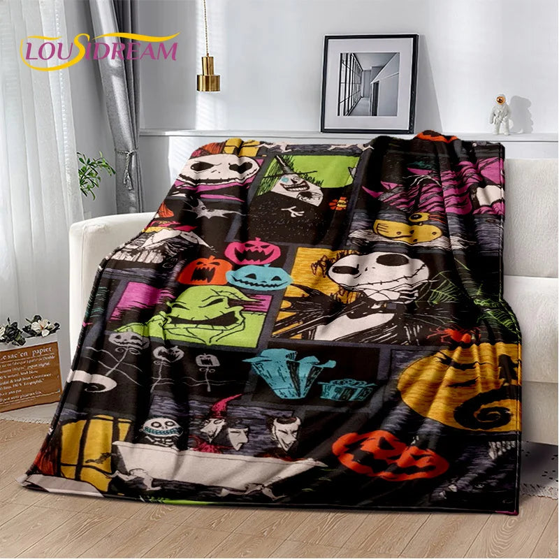 The Nightmare Before Christmas Jack Cartoon Blanket,Flannel Soft Throw Blanket for Home Bedroom Bed Sofa Picnic Office Kid Gift