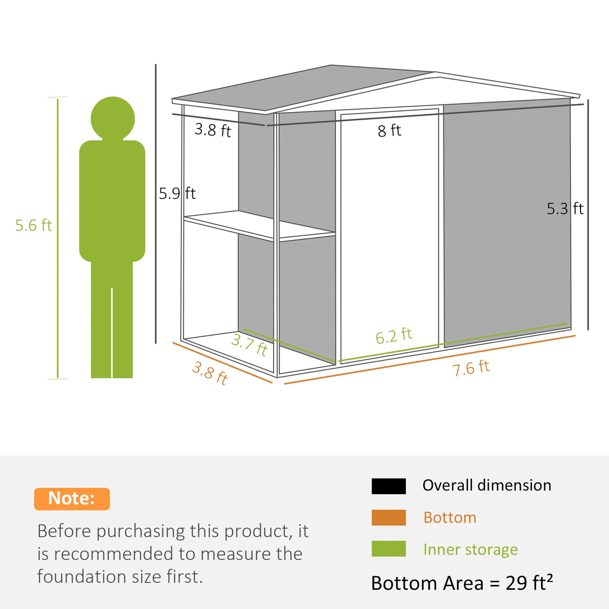 8 x 4ft Metal Garden Shed, Tool Shed w/ Lockable Door, Dark Gray
