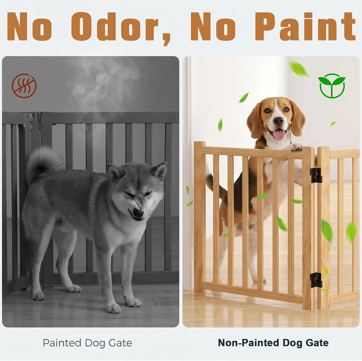 Freestanding Wooden Dog Gate for Doorways, Stairs, Indoor Pet Fence, 5 Panels 16.9"H