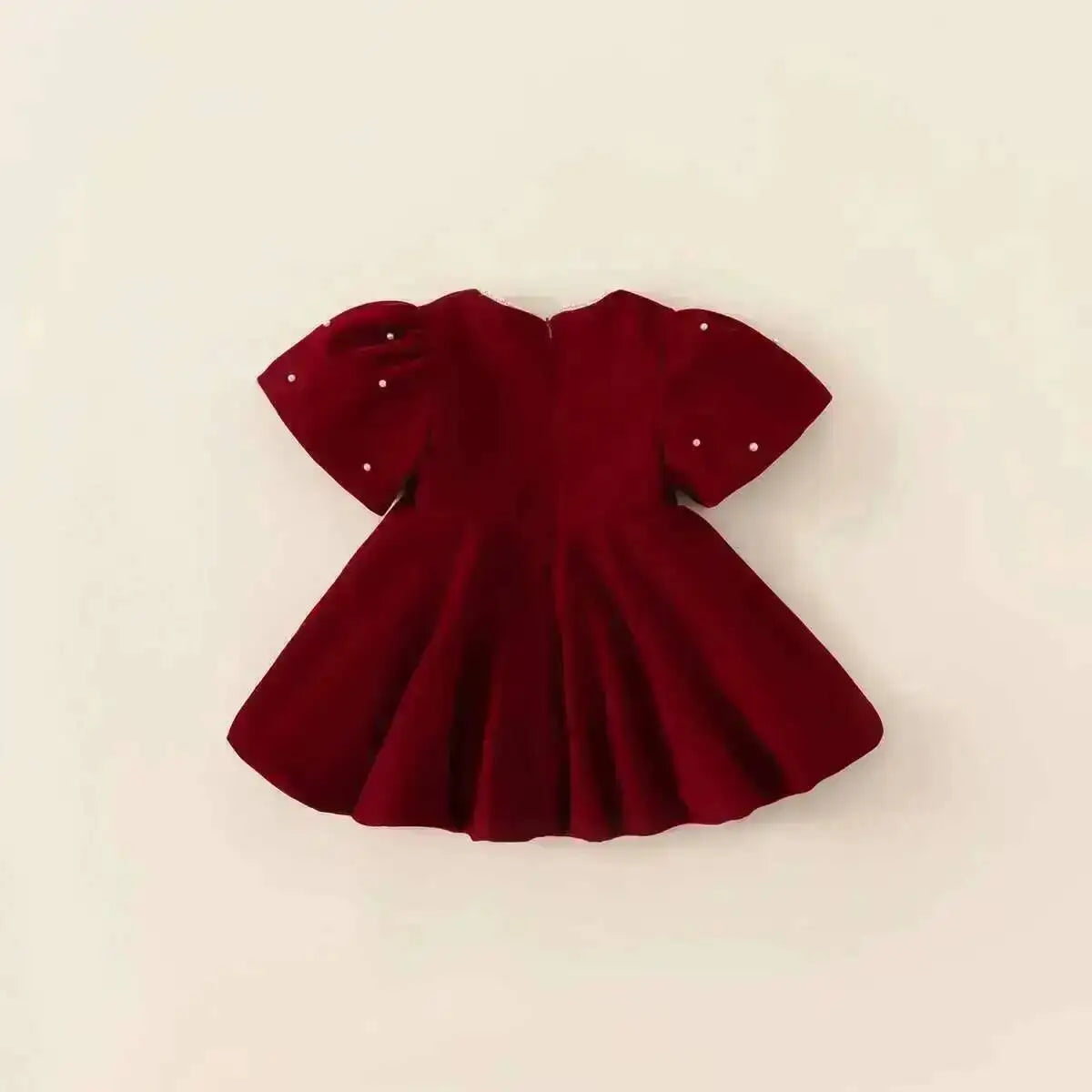 Autumn Winter Children Dress 1-10Y Girls Pearl Thick Warm Fleece Red Party Christmas Princess Dresses Toddler Wear Kids Clothing