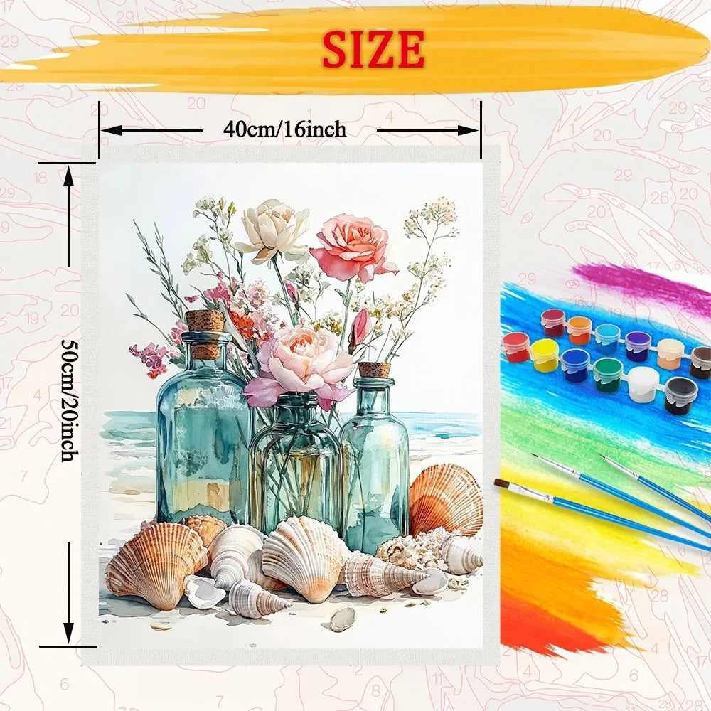 Floral Scenery Diy Art Paint By Numbers For Adult Craft Kit HandPainted On Canvas Valentines Gift Home Decor