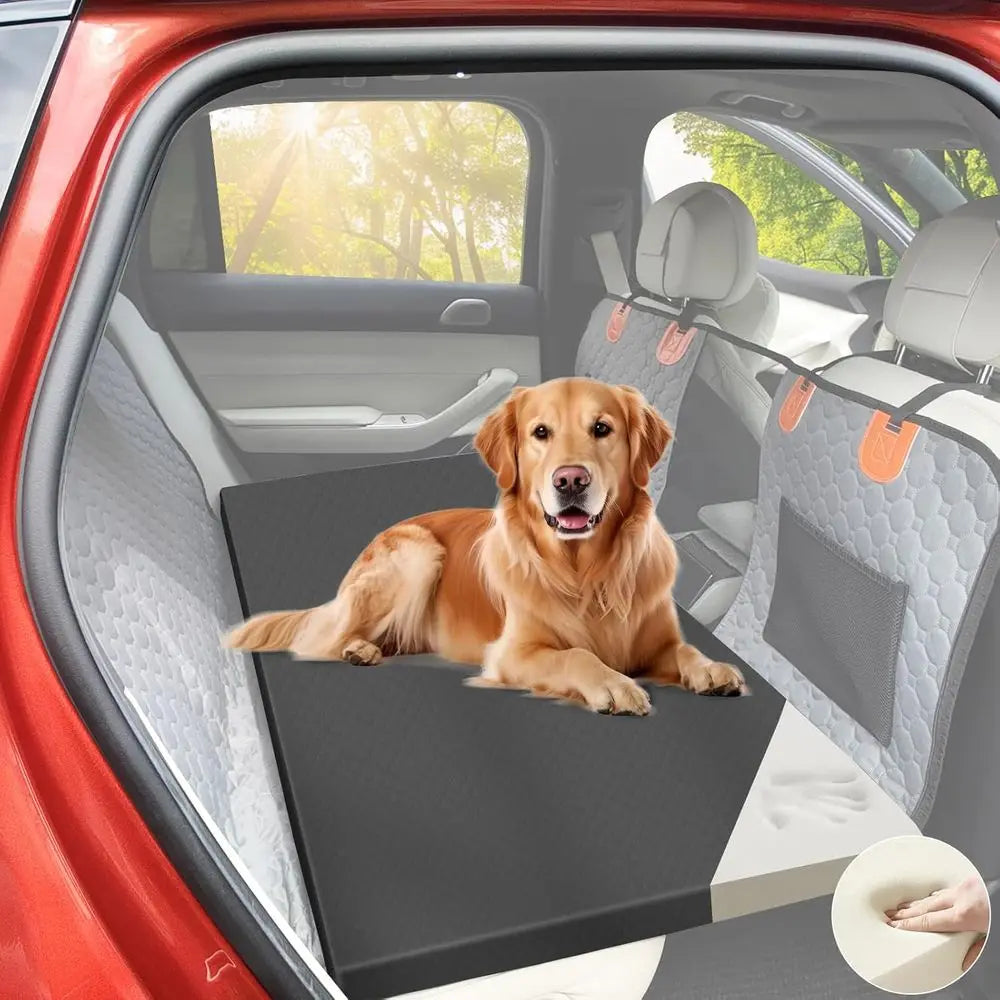 Dog Car Bed or Back Seat Cover, Supportive Pet Mat Cushion, Car Backseat Extender with Removable Cover, Common Size for Sedan, S