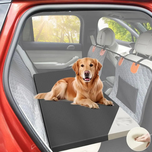 Dog Car Bed or Back Seat Cover, Supportive Pet Mat Cushion, Car Backseat Extender with Removable Cover, Common Size for Sedan, S