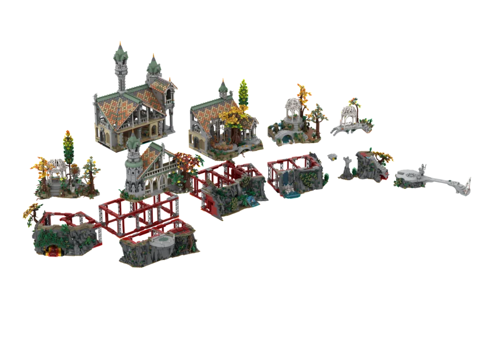 Rivendell House Castle Extension and Mountain Base Architecture Moc Building Blocks Model Assembly Toys Festival Christmas Gifts