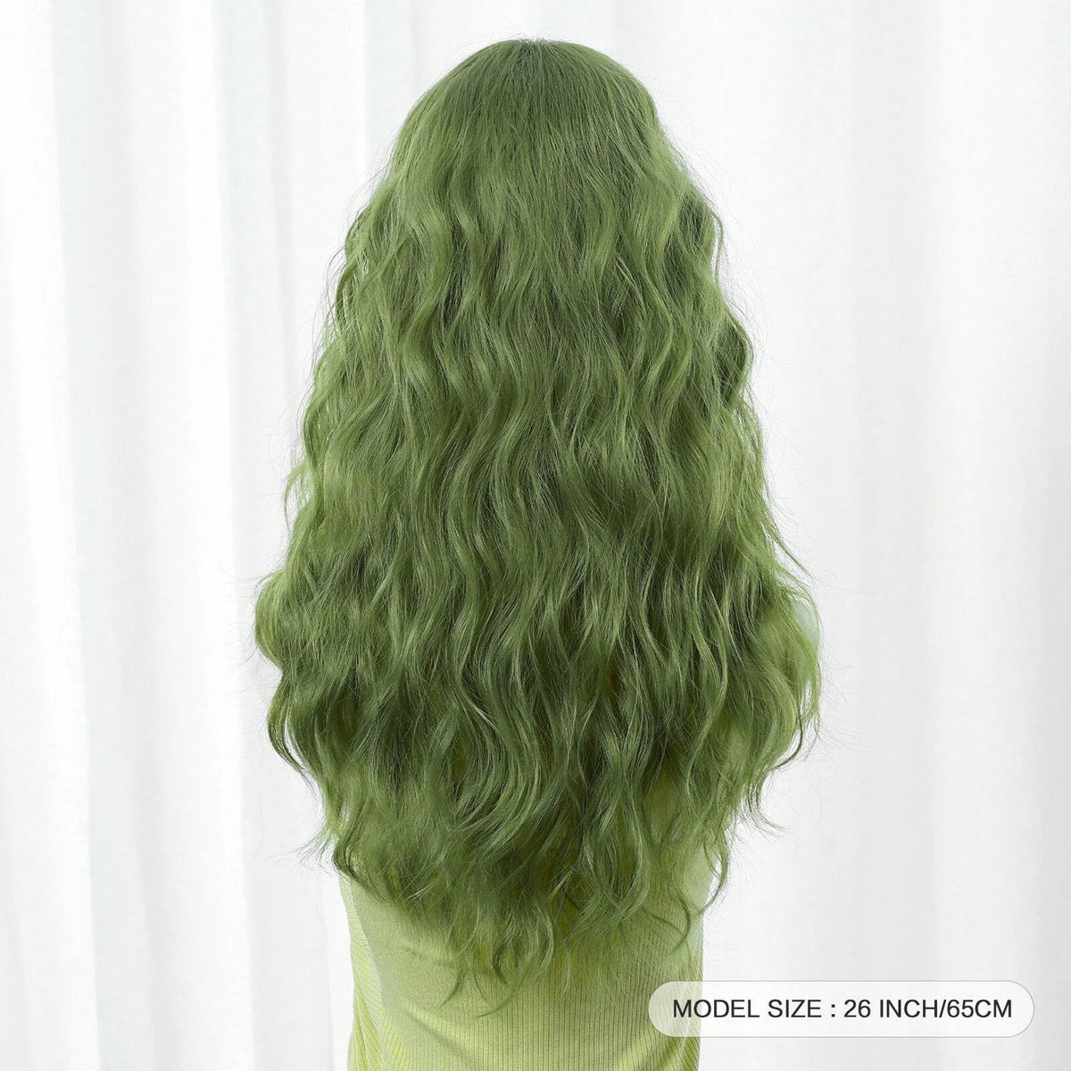 Long Curly Green Wave Synthetic Wigs with Bangs for Women Christmas Grass Green Cosplay Wigs Daily Natural Hair Heat Resistant