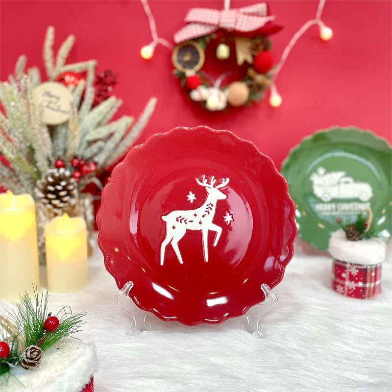 Ceramic Christmas Coffee Mug Cup Teapot Tree Plate Candy Dish Cake Tray Nordic Party Kitchen Tableware Drinkware Gift Decor