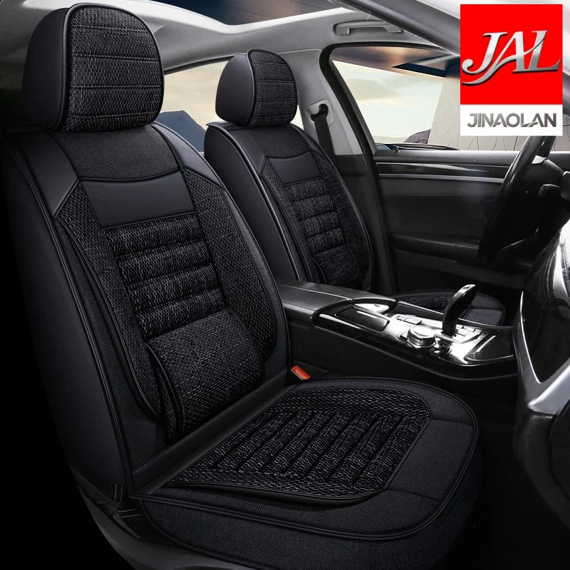 5 Seats Luxury Linen Car Seat Covers, Suitable For All Seasons, Wear-resistant And Durable, Comfortable And Breathable, Exquisite Workmanship, Enhances The Interior Quality, Fixed Lumbar Support, Suitable For SUVs, Trucks, An