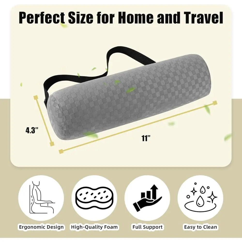 Enhanced Lumbar Roll Cushion with Removable Cover and Adjustable Strap for Office, Chair, Car Seat Support and Posture Improveme