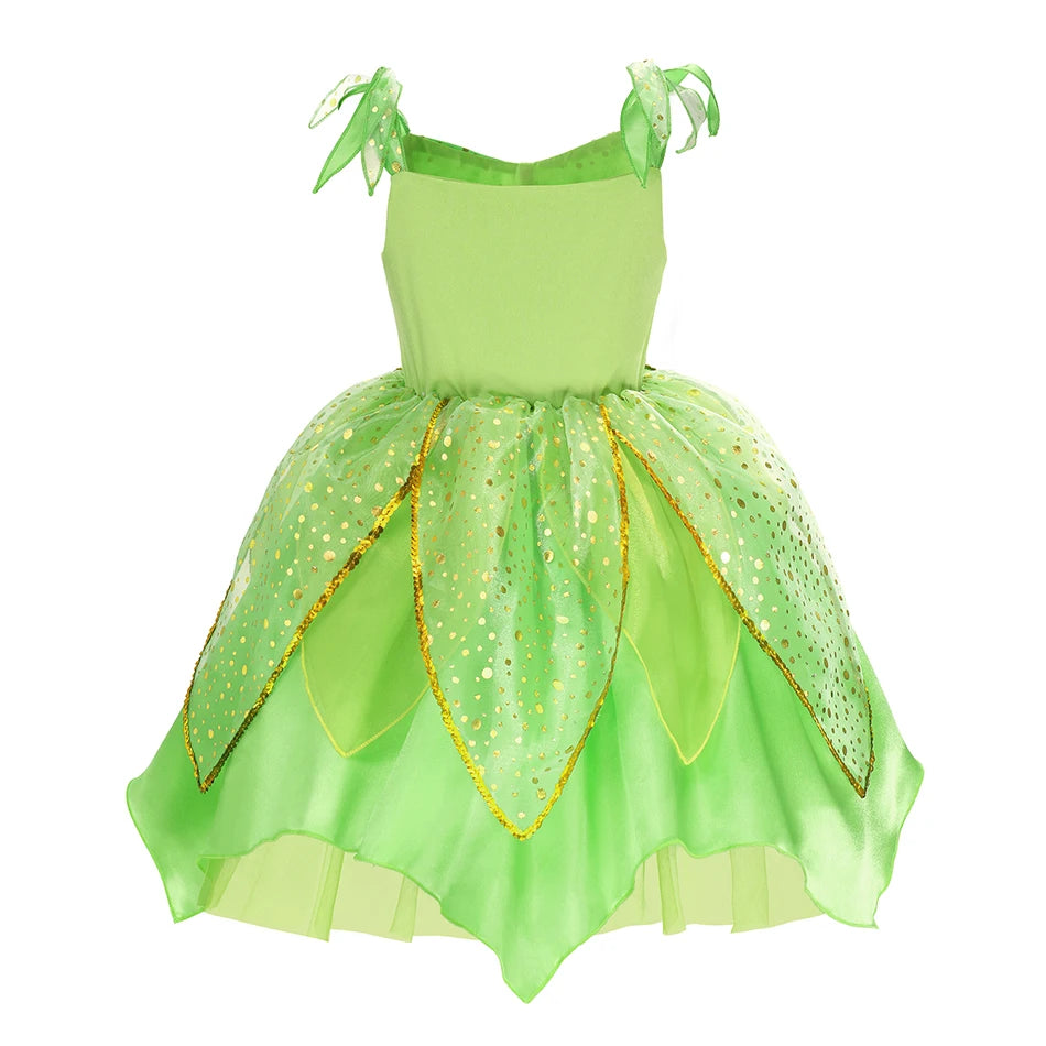 TinkerBell Fairy Costume for Girls Flower Dress Birthday Party Carnival Christmas Outfit Toddler Kids Fancy Vestido 2-8Y