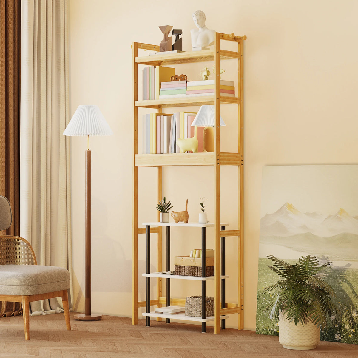 Over Toilet Shelf Bathroom Laundry Organizer Bamboo Storage Shelf Rack