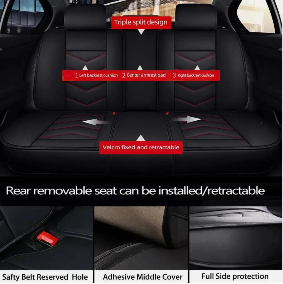 Four Season Universal For Mercedes-Benz Car Seats Cover 5-Seats Front Rear Full Set PU Leather Cushion For SUV Auto Accessories