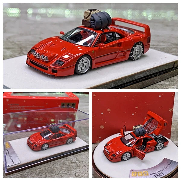 PGM 1:64 F40 Christmas Edition Alloy Fully Open Limited to 999 Pieces Simulation Resin Alloy Static Car Model Toys Gift