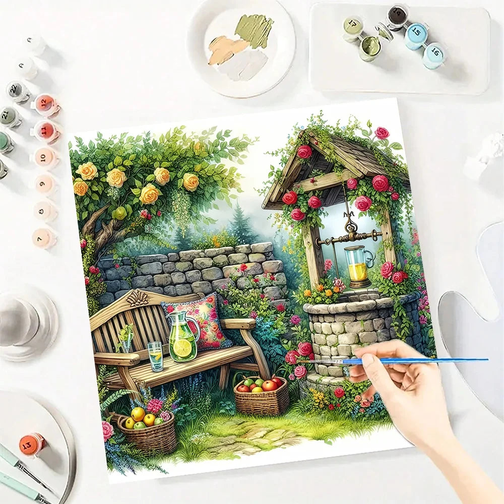 Garden Scenery Diy Art Paint By Numbers For Adult Craft Kit HandPainted On Canvas Valentines Gift Home Decor