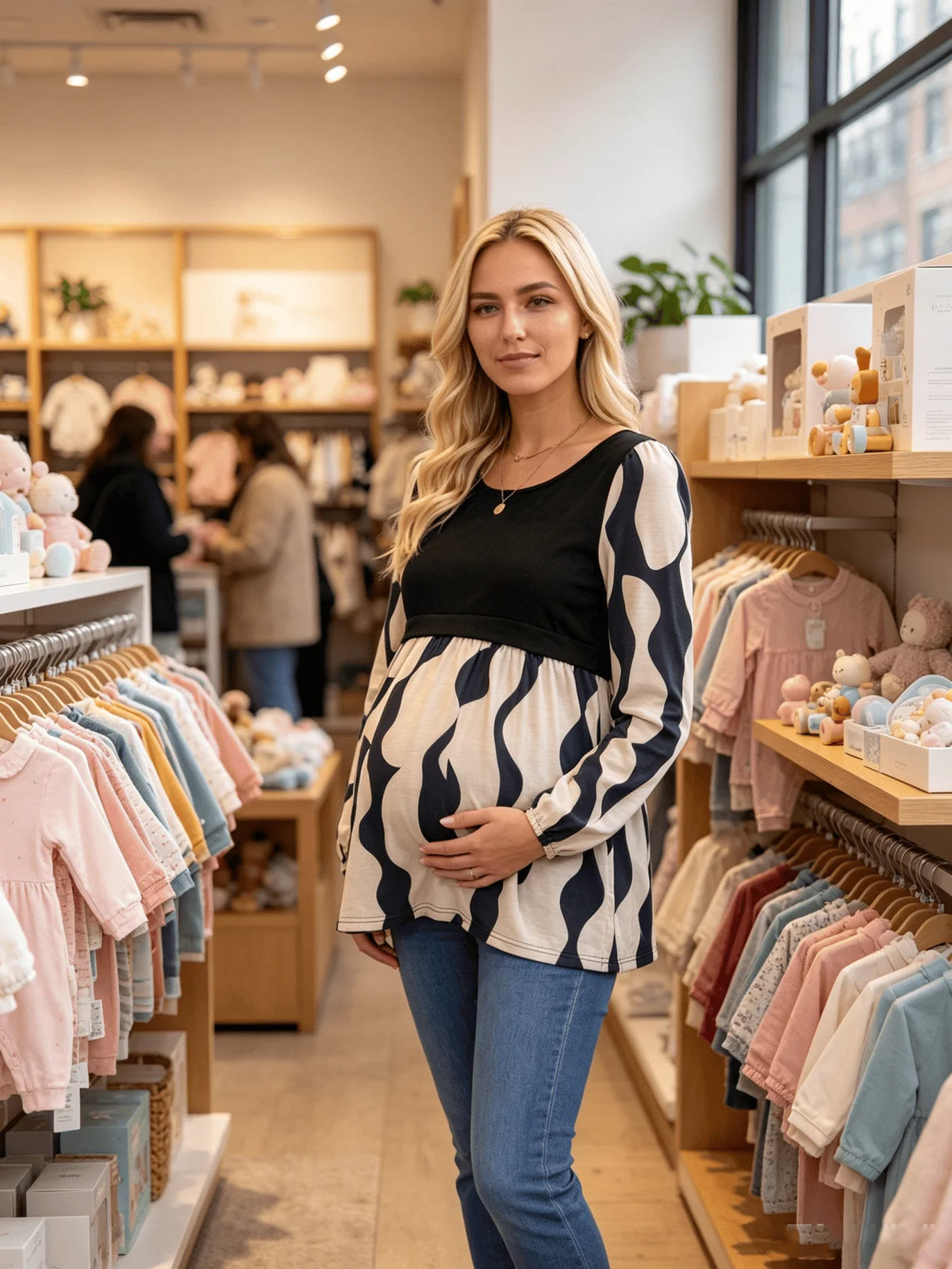 Pregnant women waist casual women's long-sleeved top autumn and winter work versatile T-shirt maternity wear