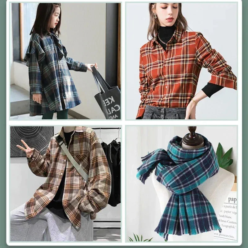 Brushed Plaid Cotton Fabric Soft To The Touch Sold By The Yard Ideal For Clothing Doll Dresses And DIY Sewing Projects.