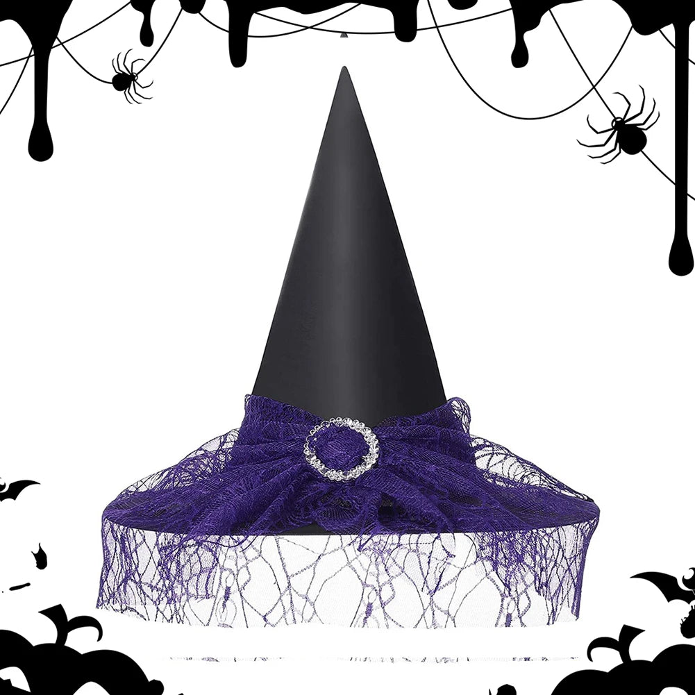 Halloween Witch Hat Black Large Ruched Witch Hat Cosplay Party Prop Halloween Dress Up Party Supplies