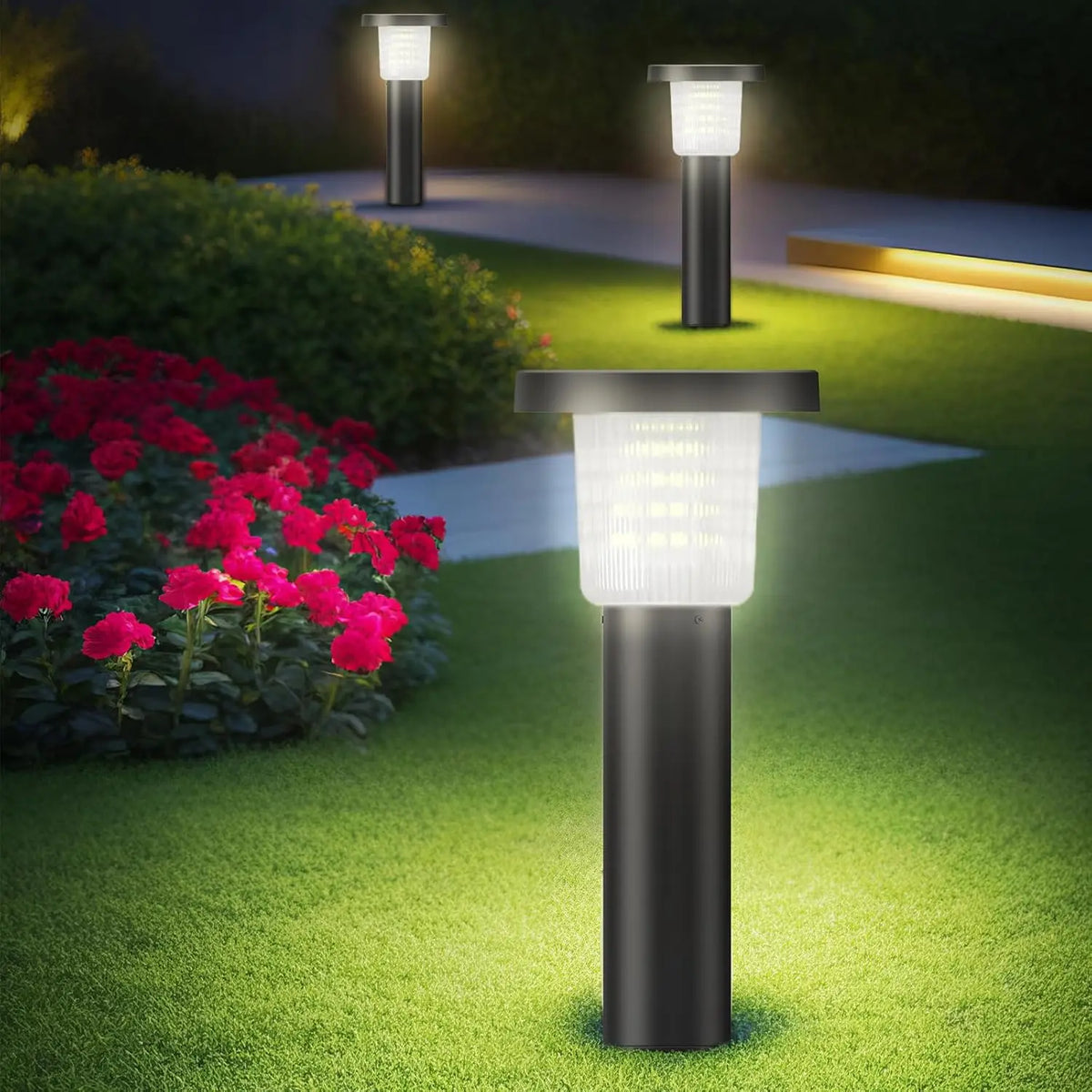 Intelamp 3800mAh 2 Pack Outdoor Solar Pathway Lights Lawn Lights Auto On/Off Landscape Lights For Yard Garden Driveway Walkway