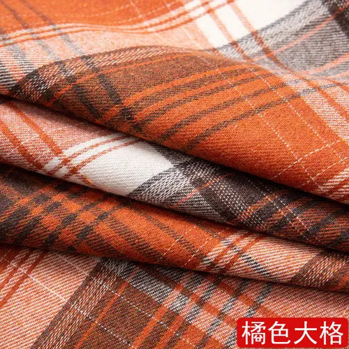 50cmBrushed Polyester Cotton Plaid Fabric 240gsm 1.45m Wide Soft Checkered Cloth for Spring Autumn Shirts, Skirts & DIY Sewing