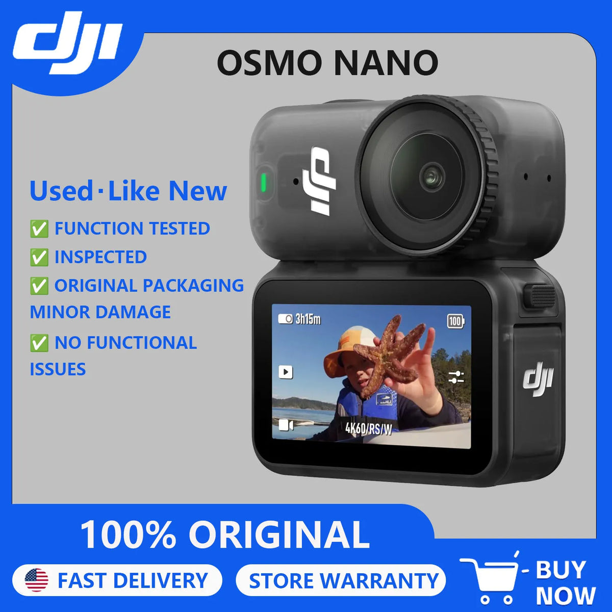 DJI Osmo Nano Action Camera Standard Combo 64GB/128GB, Refurbished, Fully Tested,Used･Like New