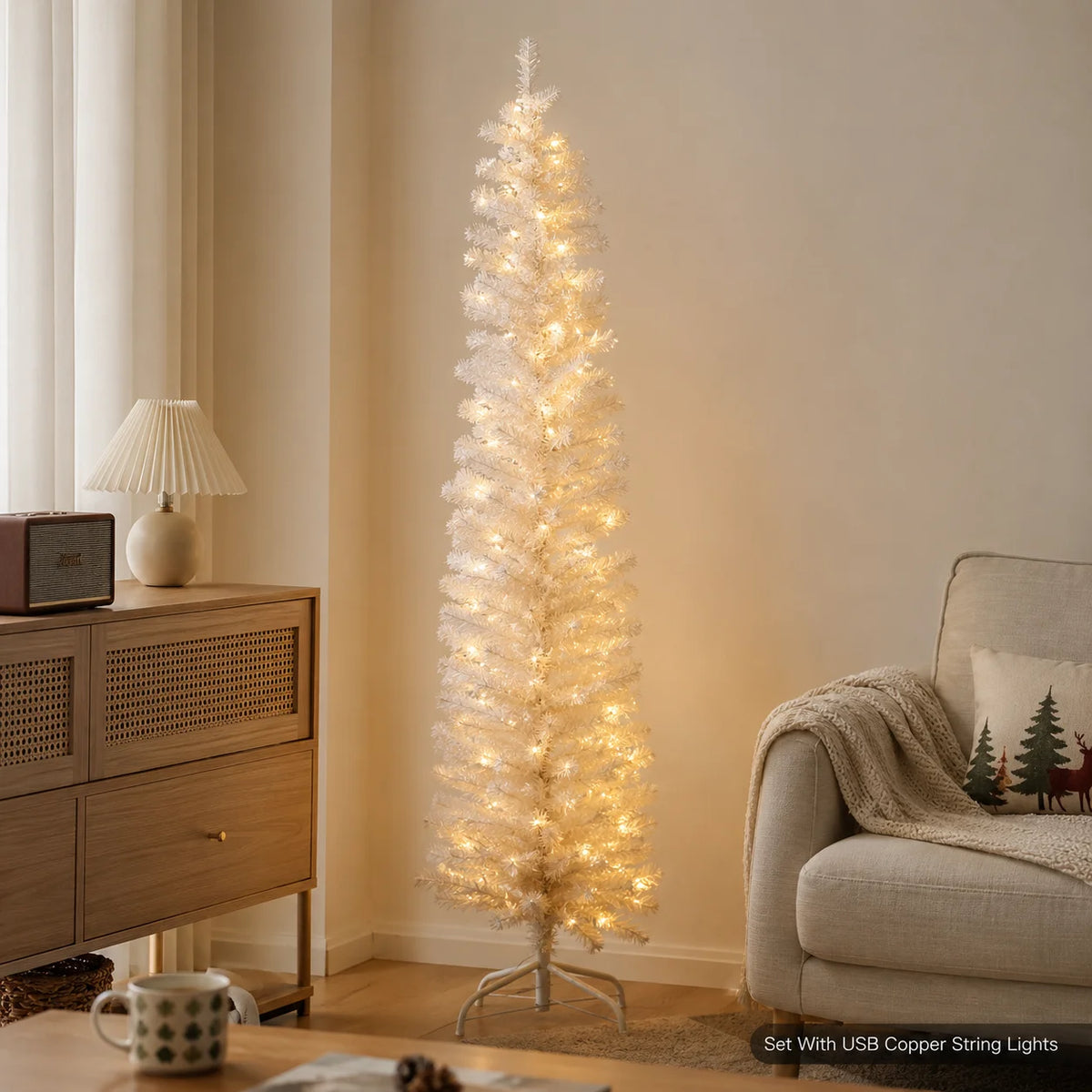 Artificial Christmas Tree PVC Pointed Head Pencil White Large Christmas Tree 1.2m To 2.1m Christmas Home Party Scene Decorations