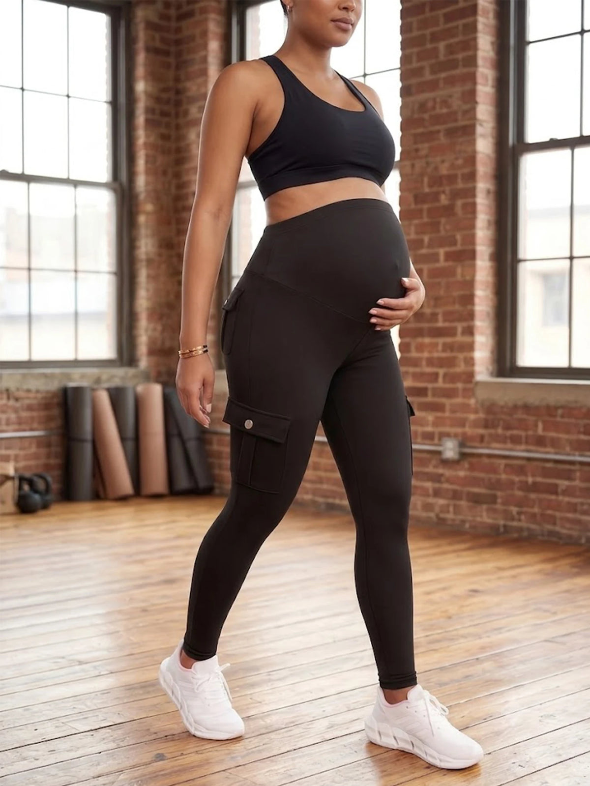 Maternity Clothing Leggings with Pockets Yoga Sports Pants Autumn Women's Casual Stretch Maternity Pants