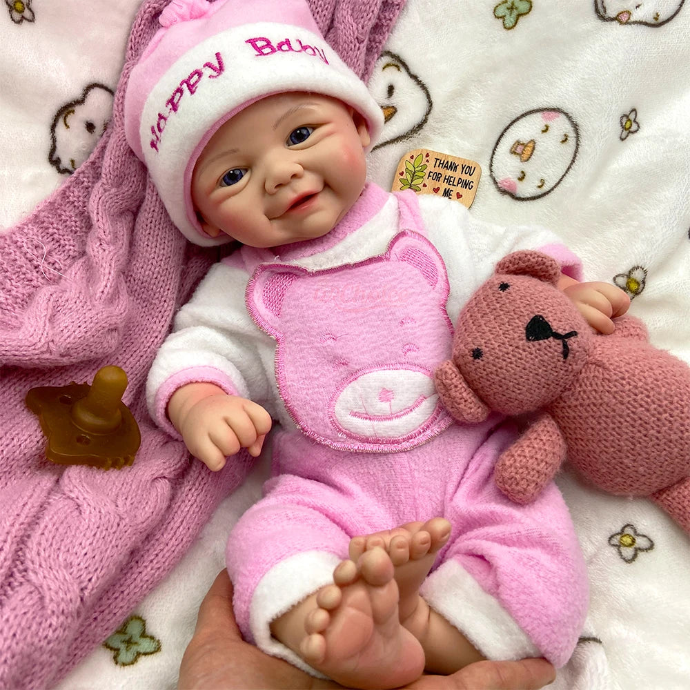 17Inch Silicone Reborn Baby Girl Handmade Soft Lifelike Waterproof Newborn Doll Toy Comfortable to Hold for Christmas Gift