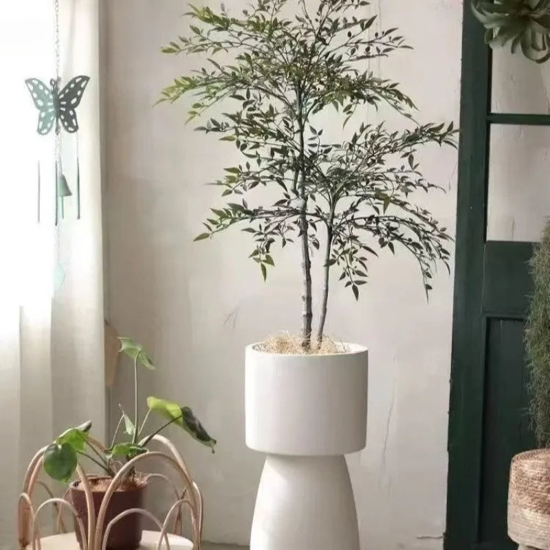 Creative high footed flower pot, living room floor standing Nordic green plant, lotus lamp planting pot