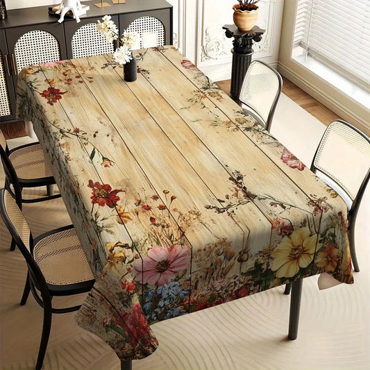 1pc, Classic Wood Grain Pattern, Vintage Printed Decorative Tablecloth, Color, Can Be Wiped, Suitable for Restaurants, Parties, Festivals, Gifts, Indoor and Outdoor
