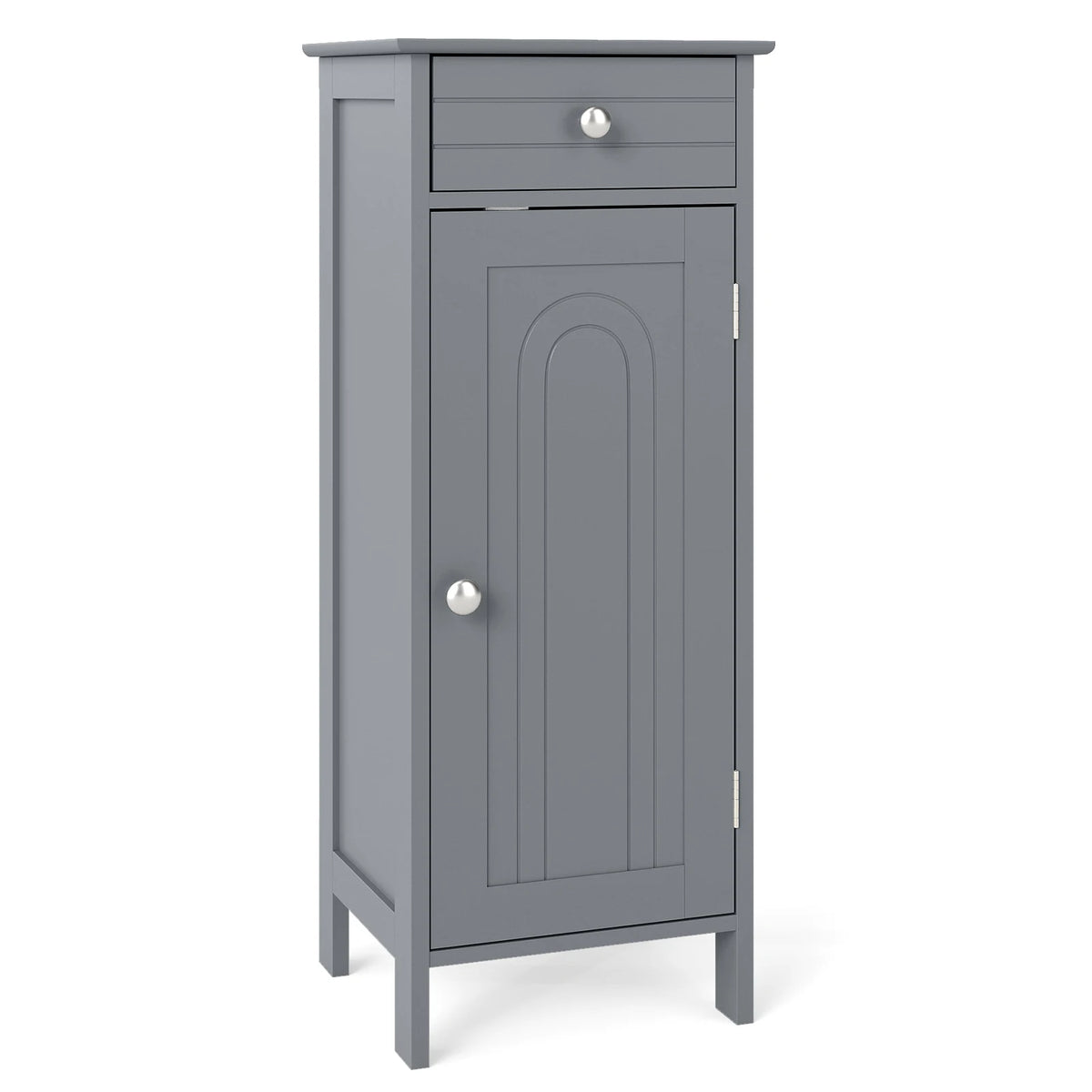 Costway Bathroom Floor Cabinet Storage Organizer Free-Standing w/ Drawer Grey