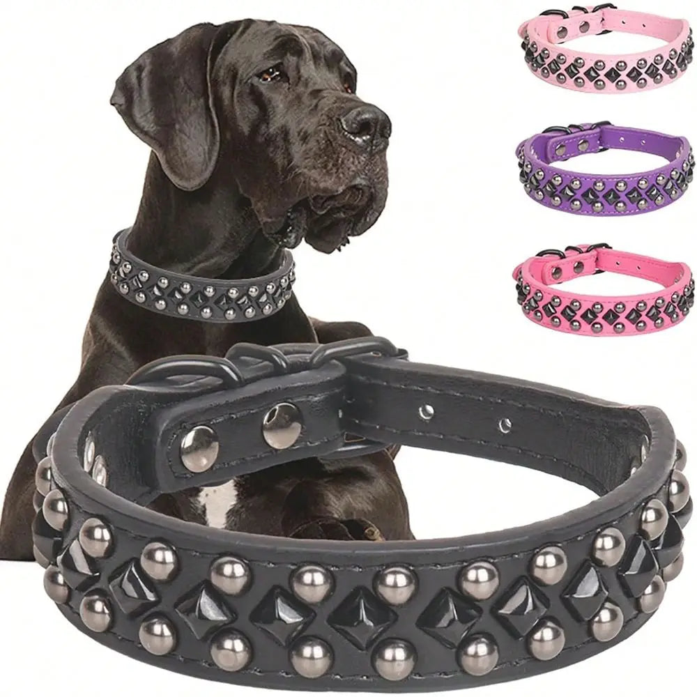 Studded Dog Collar Soft PU Leather Spike Pet Collar Adjustable Collars Small Medium Large DogsChristmas