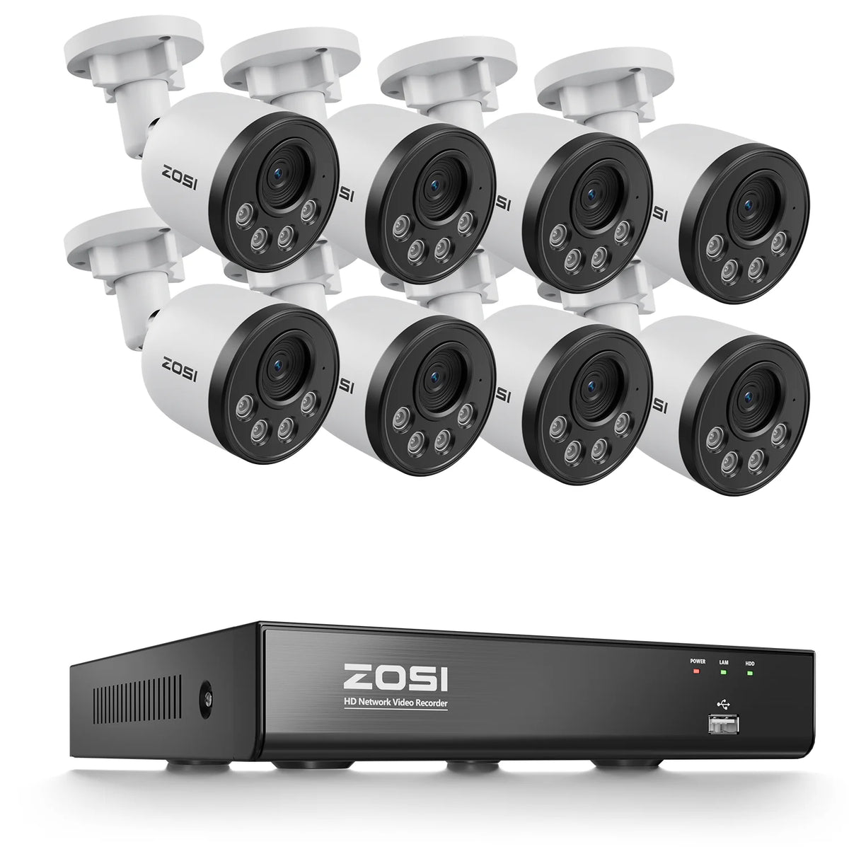 ZOSI C180 4K PoE CCTV Camera System 8MP HD IP Cameras Outdoor Indoor Audio Recording 8CH NVR(16CH Expandable) Video Surveillance