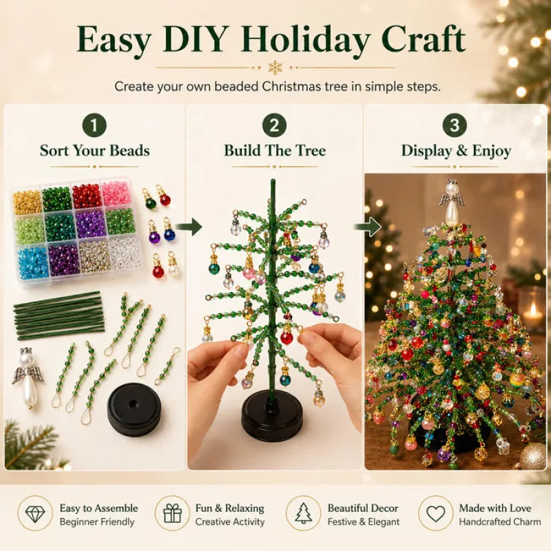 Halloween DIY Beaded Tree Kit Mini Desktop Halloween Tree Bead Holiday Craft DIY Set Christmas Halloween Ornaments Xmas Decor
