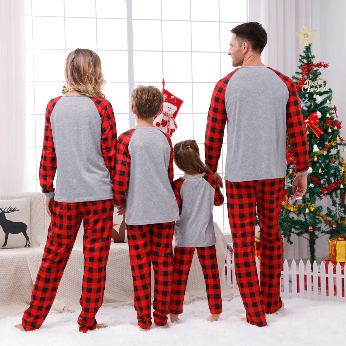 Merry Christmas Print Family Matching Pajamas Set Full Sleeve O Neck 2 Pieces Suit Sleepwear Xmas Gift Holiday Look Wear Pyjamas