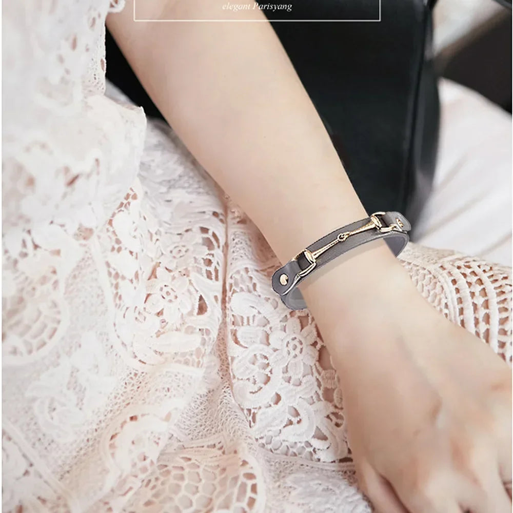 Kirykle High Quality PU leather Bracelet for women Candy Color Double Layer Punk Style Charms Leather Bangle Christmas Gift